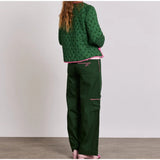 NAMCOVERSE 2025 Green round neck bow cotton-padded clothes popular autumn and winter  New sweet and fresh Japanese and Korean casual jacket
