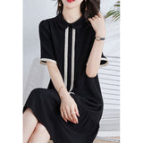 2025 College style silk fishtail skirt  small black dress heavy mulberry silk dress  women's new summer