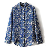 2025 Mulberry silk shirt floral long-sleeved shirt temperament silk skirt high-end women's top  summer new