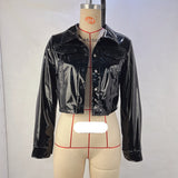 NAMCOVERSE 2025 women's clothing popular autumn and winter lapel collar PU long-sleeved women's single-breasted women's leather jacket small coat jacket women