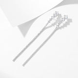 2025 S925 silver needle niche design stud earrings super flash zircon inlaid geometric curved lines premium sense earrings wholesale
