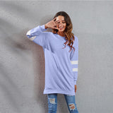 NAMCOVERSE Spring and summer new products 2025  wish round neck contrasting color splicing long-sleeved colored cotton casual loose large size top, women