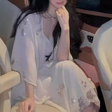 2025 Suit Women's popular Spring New Light Luxury Embroidered Cardigan Swinging Neck Waist Suspender Fishtail Dress Two-piece Set