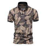 NAMCOVERSE 2025 Men's  summer new leaf print top men's short-sleeved lapel Popularan size trendy POLO shirt wholesale