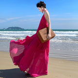 2025 Seaside vacation dress big halter dress high atmosphere photo Muse wear sexy fairy suit skirt
