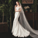 Fishtail wedding dress 2021 new bride, small woman, one-word shoulder-tied going out dress,  thin starry sky light