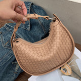 NAMCOVERSE 2025popular New new crescent cowhide women's bag woven bag, fashionable and casual leather one-shoulder crossbody armpit bag