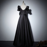 2025 Black evening dress  new high-end satin Popular style banquet host art test dress temperament celebrity dress
