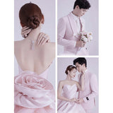 2025 Studio photography wedding dress 2025 couple theme wedding dress travel clothing tube top temperament pink banquet wedding dress