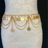 L4772Y ethnic style coin fringed waist chain retro style body chain exotic style sexy navel chain women's waist chain