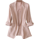 2025 Silk pink small blazer women's  spring new Korean version of casual spring and autumn women's mulberry silk suit