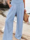 New Spring and Summer   Cross Border Women's Casual Style Cotton Distressed Wide Leg Loose Trousers for Women