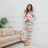 NAMCOVERSE Real spot New autumn and winter new products 2025 cross-border wish stripe printing large size loungewear casual suit women