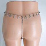 2025 Fb2110  stainless steel twelve constellation rhinestone letter pendant waist chain underwear integrated combination thong chain