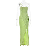 2025 New  summer new suspender tube top dress women's fashion sexy backless high split dress