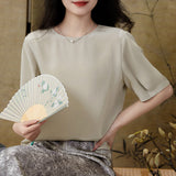 2025 Born extravagant 30MM heavy crepe heavy mulberry silk small clothes high-end silk T-shirt top Hangzhou Sijiqing women's clothing