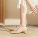 2025 488A square head thick heel single shoes women's 2025 new  light mouth medium heel women's shoes niche professional work shoes