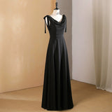2025 Black high-end evening dress  new high-end light luxury banquet host art test temperament celebrity long dress spring