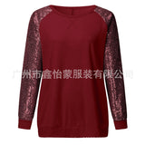 NAMCOVERSE  sequined knitted sweater women's popular 2025 2025 trade, round neck long-sleeved versatile straight top, large size spot