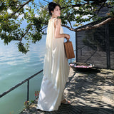 2025 New Chinese style sleeveless neck dress, high-end summer seaside photo, beautiful super fairy vacation long skirt