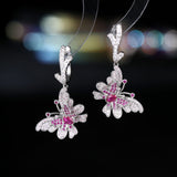 2025 fashion sweet butterfly earrings women's s925 silver needle elegant super fairy high-end zircon exquisite ear jewelry