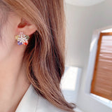2025 Light luxury high-end temperament zircon snowflake earrings s925 silver needle fashionable versatile temperament elegant ice ling flower earrings