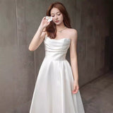 2025 light wedding dress simple satin princess tutu skirt tube top temperament small bride wedding go out
