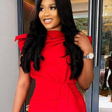 2025 popular 2025 New women's clothing temperament sexy tight sexy red medium and long dress African large size dress