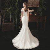 Fishtail wedding dress 2021 new bride, small woman, one-word shoulder-tied going out dress,  thin starry sky light