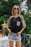 NAMCOVERSE The real shot New  2025 new leopard print splicing round neck short-sleeved T-shirt 2025 trade women's clothing top, spot