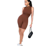 New European and American Leisure Suit  Summer New Women's Sleeveless Slim High Top Sports Jumpsuit