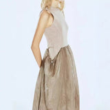 2025 Zheng Xiyi same popular summer new waist splicing new Chinese bud vest skirt sleeveless dress