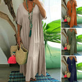 NAMCOVERSE Spring and Summer European and American Wish  New V-neck Irregular Multi-Color Multi-Size Long Large Hem Dress