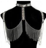 L4748Y 2025 new metal chain fringed chain ring chain splicing acrylic diamond, fashionable neck body chain
