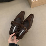 2025 Retro thick heel Mary Jane single shoes women's shoes popular new spring and autumn  fairy style square head evening shoes