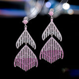 2025 temperament fishtail fringed earrings personality exaggerated gradual change micro zircon super flash luxury creative long earrings