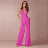 New European and American Women's Clothing Banquet Dress Jumpsuit  Independent Station Popular Sexy Halter Women's Trousers