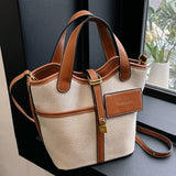 NAMCOVERSE 2025 Niche design retro canvas portable bucket bag women's popular new ins fashion shoulder vegetable basket messenger bag