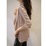 2025 Silk pink small blazer women's  spring new Korean version of casual spring and autumn women's mulberry silk suit