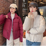 Winter stand-up collar down cotton-padded clothes 2023 New Year's short Korean version cotton-padded jacket female student Yaya Nana