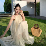 2025 gentle wind super fairy off-the-shoulder neck dress summer Sanya seaside vacation loose and elegant fairy dress