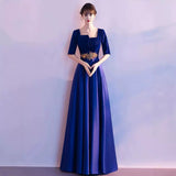2025 Big choir performance costume female red dress evening dress host National Day red song recitation costume conductor adult