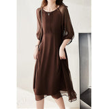 2025 Temperament high-end heavy mulberry silk skirt, thin silk dress  women's new summer medium and long models