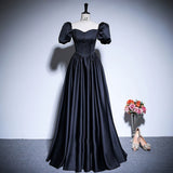 2025 Black evening dress  new high-end banquet satin host art test dress temperament socialite long dress spring