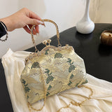 NAMCOVERSE 2025 Bag Women's Embroidery Handbag 2025 New Fashion Chain One Shoulder Crossbody Bag Diamond Clip Buckle Shell Bag