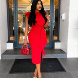 2025 popular 2025 New women's clothing temperament sexy tight sexy red medium and long dress African large size dress