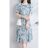 2025 Chinese style printed cheongsam silk dress  summer new temperament thin mulberry silk medium and long dress children