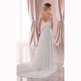 2025 Hot trade wedding dress 2025 trailing V-neck long-sleeved lawn wedding travel pat backless lace  bridal light wedding dress