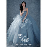 2025Tube top light wedding dress  new photo studio theme clothing wedding photography couple photo colorful silk Mori evening dress