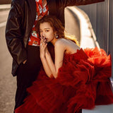 2025 Location travel photography photo theme trailing wedding dress 2025 new street photography couple photography clothing studio color dress